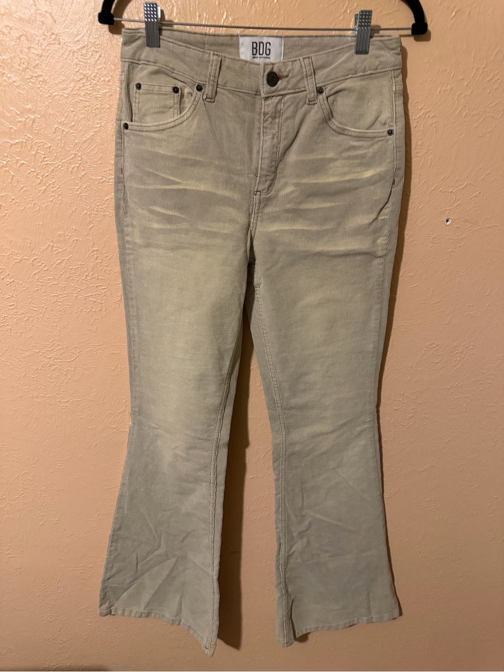 BDG Light Olive Green Corduroy Flare Jeans